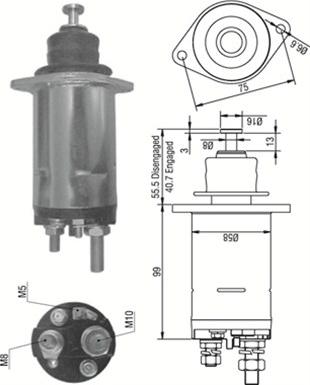 Magneti Marelli 940113050307 - Тягове реле, стартер autocars.com.ua