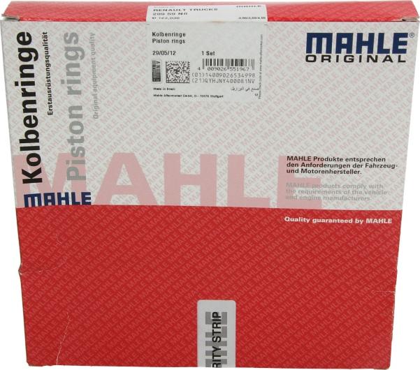 MAHLE 209 59 N0 - Комплект поршневих кілець autocars.com.ua
