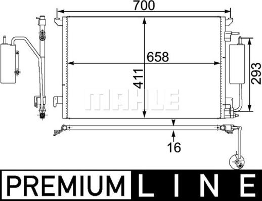 MAHLE AC 411 000P - Конденсатор, кондиціонер autocars.com.ua