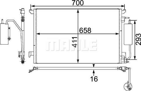 MAHLE AC 411 000P - Конденсатор, кондиціонер autocars.com.ua