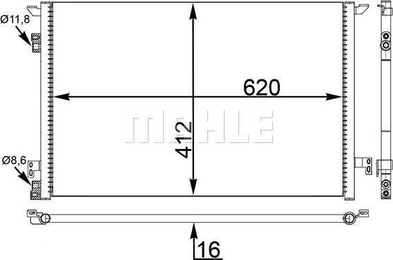 MAHLE AC 411 000S - Конденсатор, кондиціонер autocars.com.ua