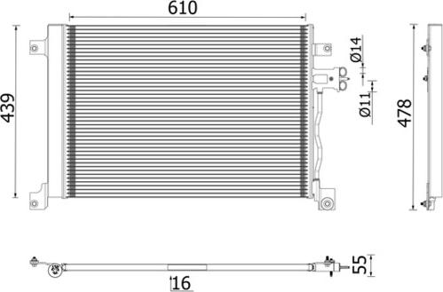 MAHLE AC 670 001P - Конденсатор, кондиціонер autocars.com.ua