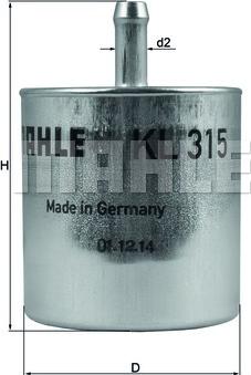 MAHLE KL 315 - Паливний фільтр autocars.com.ua