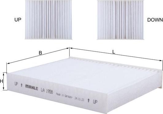 MAHLE LA 1958 - Фільтр, повітря у внутрішній простір autocars.com.ua