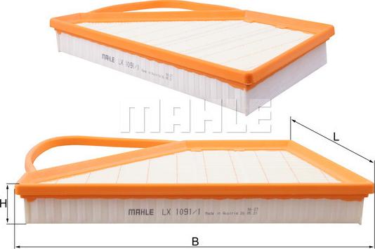 MAHLE LX 1091/1 - Повітряний фільтр autocars.com.ua