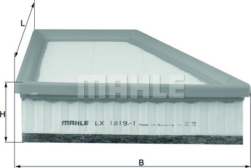 MAHLE LX 1819/1 - Повітряний фільтр autocars.com.ua