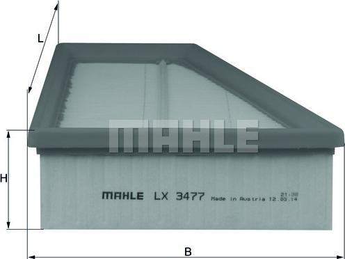 MAHLE LX 3477 - Фільтр повітряний MB W176-246-X156 M270 11- autocars.com.ua
