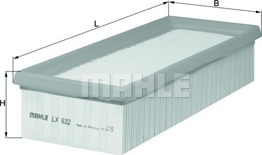 MAHLE LX 632 - Повітряний фільтр autocars.com.ua
