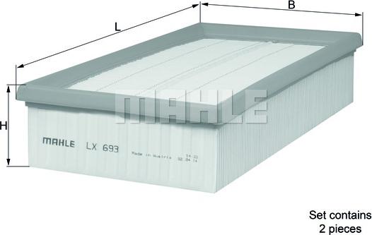 MAHLE LX 693/S - Повітряний фільтр autocars.com.ua