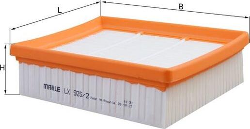 MAHLE LX 925/2 - Повітряний фільтр autocars.com.ua