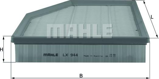 MAHLE LX 944 - Повітряний фільтр autocars.com.ua