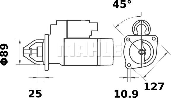 MAHLE MS 443 - Стартер autocars.com.ua