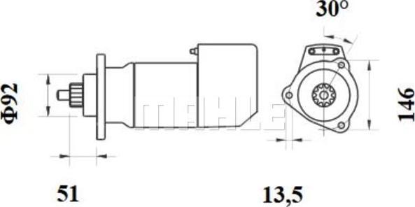 MAHLE MS 708 - Стартер autocars.com.ua