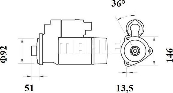 MAHLE MS 783 - Стартер autocars.com.ua