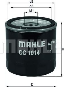 MAHLE OC 1014 - Фільтр масляний Volvo C30-S40-S60-S80-V50-V60-V70-XC60 1.8-2.0 06-14 autocars.com.ua
