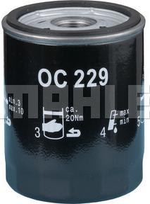 MAHLE OC 229 - Масляний фільтр autocars.com.ua