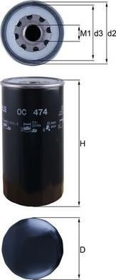 MAHLE OC 474 - Масляний фільтр autocars.com.ua
