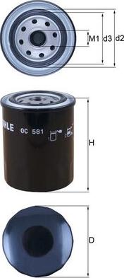 MAHLE OC 581 - Масляний фільтр autocars.com.ua