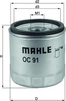MAHLE OC 91D1 - Масляний фільтр autocars.com.ua