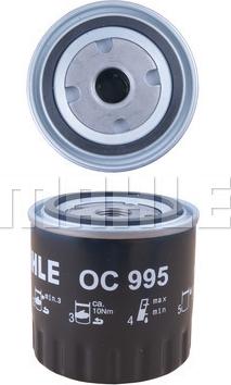 MAHLE OC 995 - Фільтр масла Laguna-Megane 1.9-3.0 dCi 08- autocars.com.ua