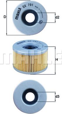 MAHLE OX 791 - Масляний фільтр autocars.com.ua