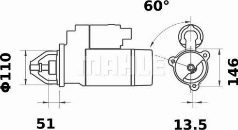 MAHLE 11139165 - Стартер autocars.com.ua