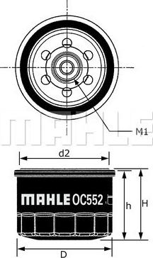 MAHLE OC 552 - Масляний фільтр autocars.com.ua
