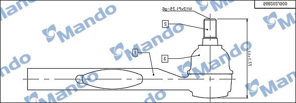 Mando DSA020529 - Наконечник рульової тяги, кульовий шарнір autocars.com.ua