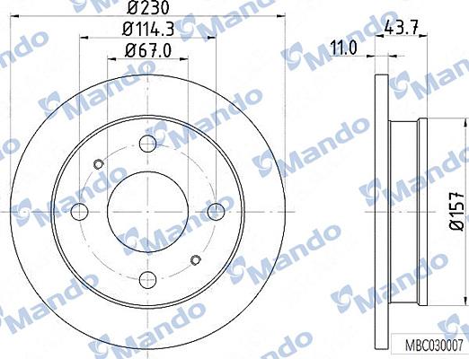 Mando MBC030007 - Тормозной диск avtokuzovplus.com.ua