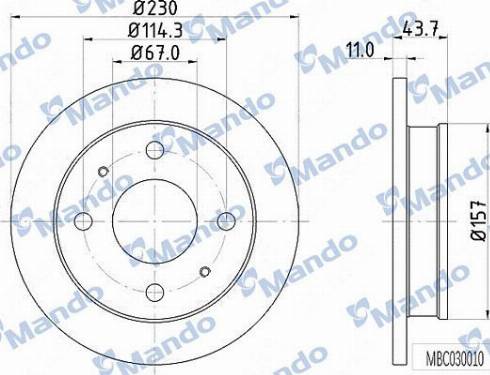 Mando MBC030010 - Тормозной диск avtokuzovplus.com.ua