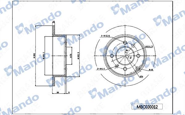 Mando MBC030012 - Гальмівний диск autocars.com.ua