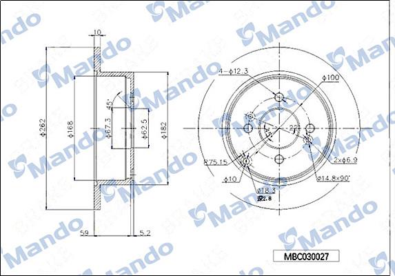 Mando MBC030027 - Гальмівний диск autocars.com.ua