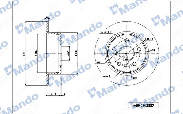 Mando MBC030032 - Тормозной диск avtokuzovplus.com.ua