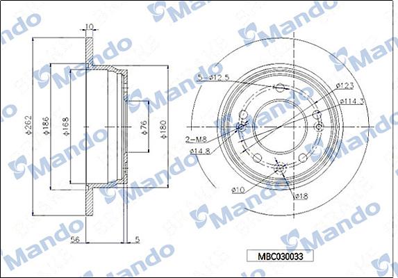 Mando MBC030033 - Гальмівний диск autocars.com.ua