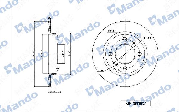 Mando MBC030037 - Тормозной диск avtokuzovplus.com.ua