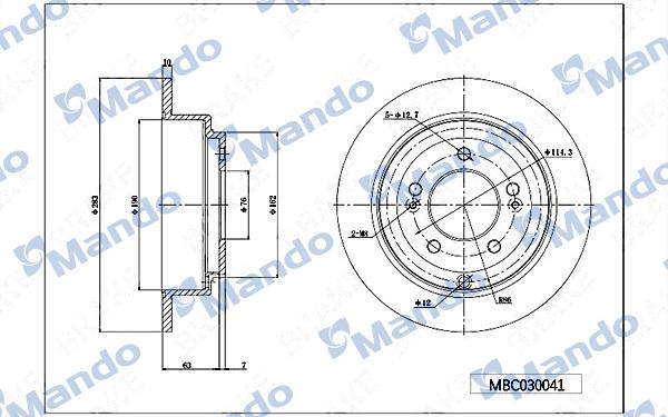 Mando MBC030041 - Тормозной диск avtokuzovplus.com.ua