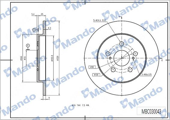 Mando MBC030043 - Тормозной диск avtokuzovplus.com.ua