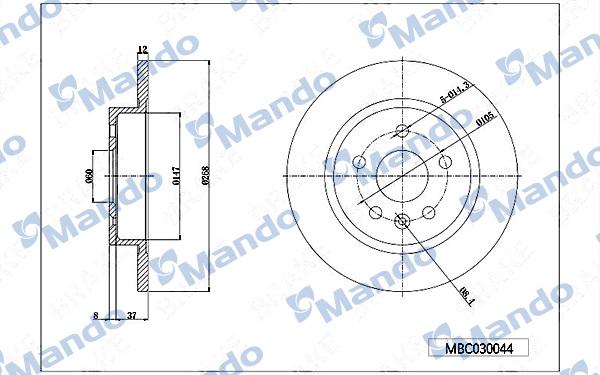 Mando MBC030044 - Гальмівний диск autocars.com.ua