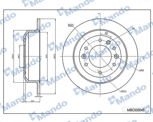 Mando MBC030045 - Тормозной диск avtokuzovplus.com.ua