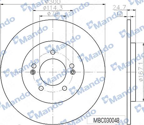 Mando MBC030048 - Тормозной диск avtokuzovplus.com.ua