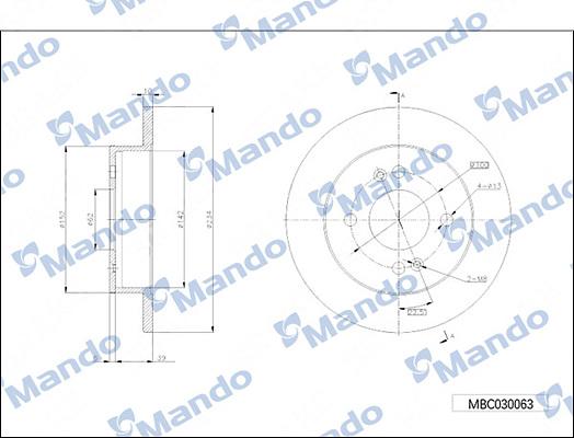 Mando MBC030063 - Гальмівний диск autocars.com.ua