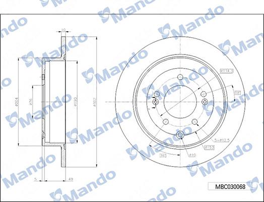 Mando MBC030068 - Гальмівний диск autocars.com.ua