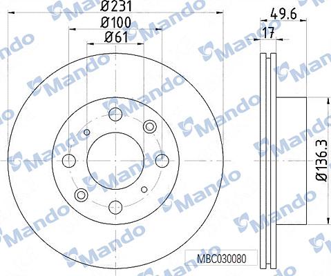 Mando MBC030080 - Гальмівний диск autocars.com.ua