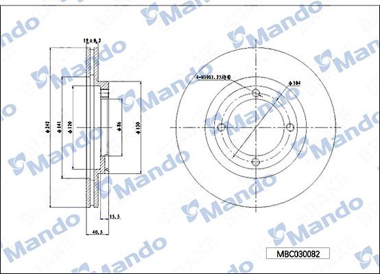 Mando MBC030082 - Гальмівний диск autocars.com.ua