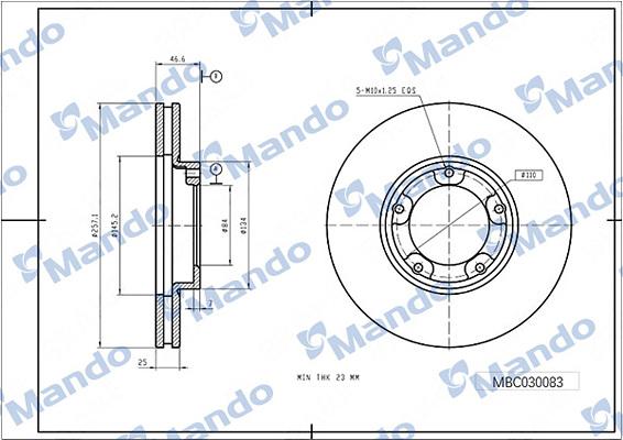 Mando MBC030083 - Гальмівний диск autocars.com.ua