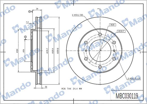 Mando MBC030119 - Гальмівний диск autocars.com.ua