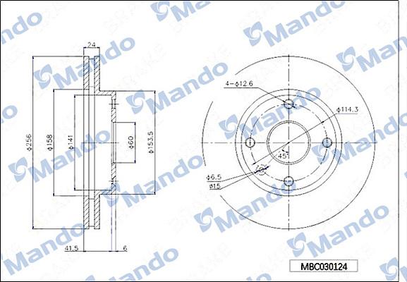 Mando MBC030124 - Гальмівний диск autocars.com.ua