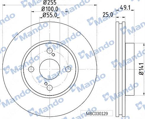 Mando MBC030129 - Тормозной диск avtokuzovplus.com.ua