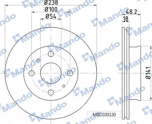 Mando MBC030130 - Тормозной диск avtokuzovplus.com.ua