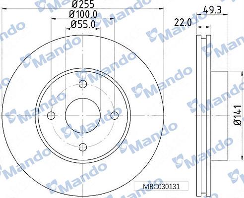 Mando MBC030131 - Тормозной диск avtokuzovplus.com.ua